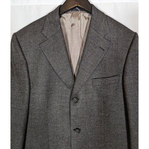 Mario Barutti Wool & Cashmere 40R Birdseye Tweed Gray Sport Coat Blazer Jacket - Picture 3 of 10